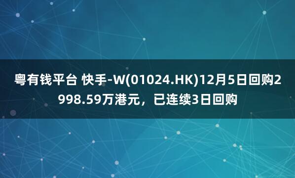 粤有钱平台 快手-W(01024.HK)12月5日回购2998.59万港元，已连续3日回购